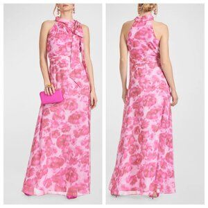 Sachin & Babi Kayla Floral-Print Chiffon Halter Gown